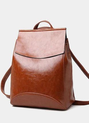 Жіночий міні рюкзак екокожа коричневий