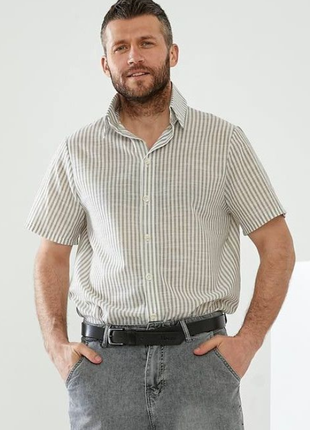 Мужская рубашка из ткани лен 2 цвета 347/ск15