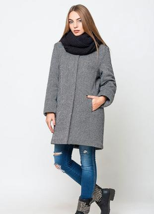 Модное молодежное пальто демисезон, серое, размер 46