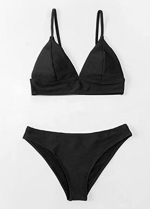 Раздельный женский купальник CUPSHE бикини черный, размер XS