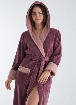 Женский махровый халат с поясом банный домашний, пушистый хала...