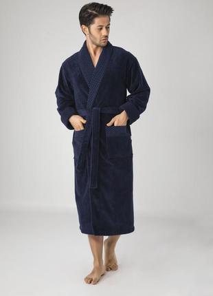 Велюровый халат мужской натуральный домашний с капюшоном, тепл...