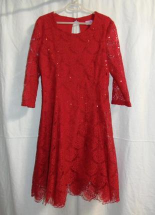 Красное ажурное платье на 10-11 лет