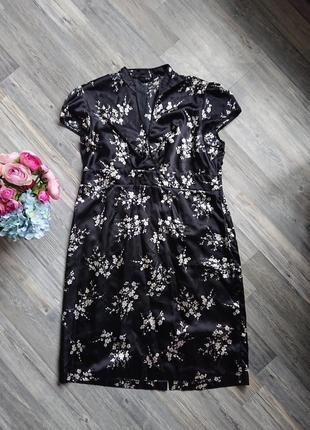 Черное платье в цветы в китайском стиле большой размер батал 5...