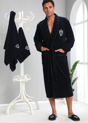 Мужской махровый банный халат полотенца тапочки, мужской набор...