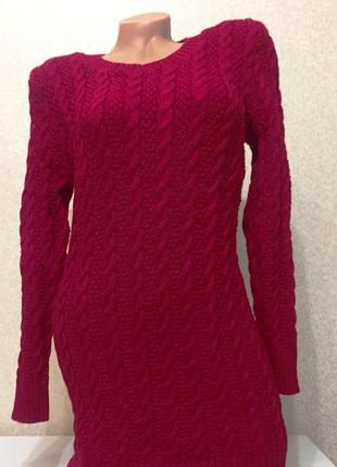 Женский красный вязанный свитер размер 48-54