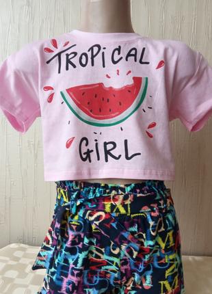 Костюм літній Кавунчик топ і шорти для дівчинки 5-6 років