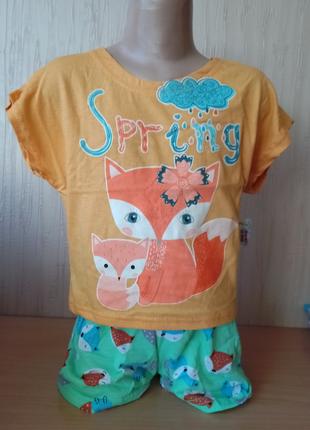 Пижама для девочки Лисичка с шортами на 4-6 лет
