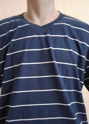Мужская футболка полоска Батал темно-синяя 58 размер