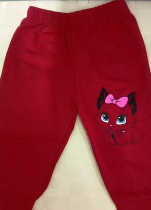 Детские штанишки с начесом котик для девочки 6 лет