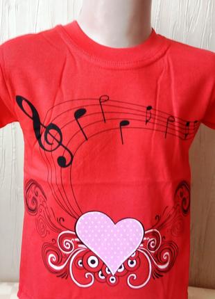 Детская футболка красная для девочки Ноты Турция 4-6 лет