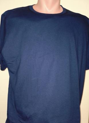 Мужская футболка однотонная Синяя батал 58 размер