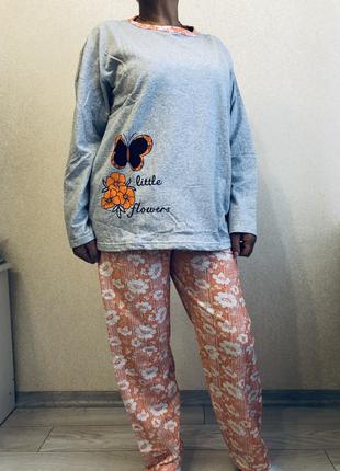Пижама женская байковая серая 54р