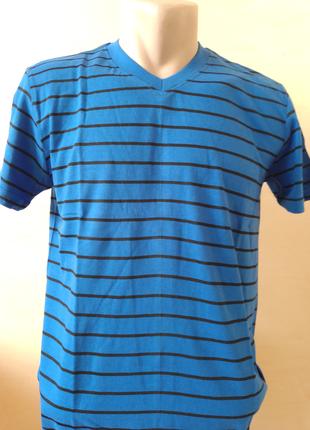 Подростковая футболка для мальчика полоска на 16-18 лет синяя
