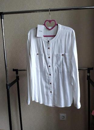Жіноча біла рубашка блуза туніка  льон віскоза