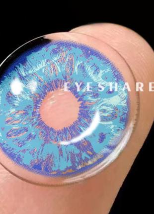 Линзы цветные контактные мягкие натуральные без диоптрий Голубой
