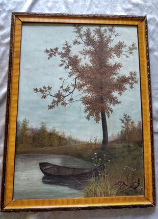 Картина Осенняя охота Коржиков В. И. 1955 г Размер 58 см на 83 см