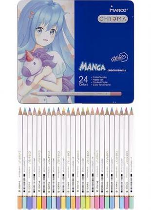 Набор цветных пастельных карандашей 24 цветов Marco Chroma, в ...