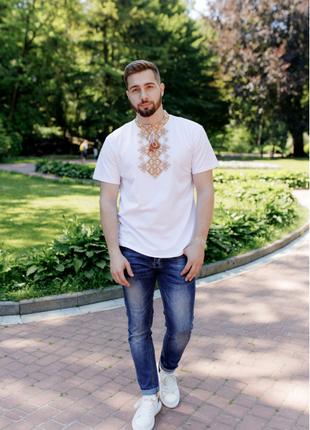 Мужская белая рубашка с вышивкой "Золото" Украина УкраинаТД 42...