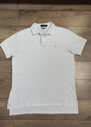 Polo ralph lauren белое 48 р l мужское поло футболка рубашка б...