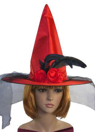 Шляпа Ведьмы атласная (красная)