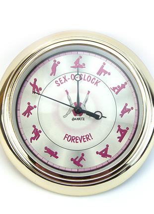 Настінний годинник Камасутра маленький (золото з рожевим)