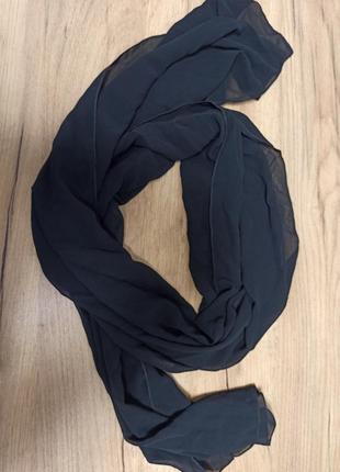 Черный женский тонкий шарф траурный