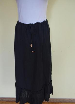 Красивая котоновая брендовая юбка с оборкой черная
