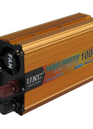 Інвертор автомобильний перетворювач DC в AC 12-220В 1000Вт UKC...