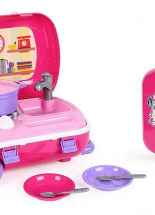 Ігровий набір у валізі - кухня з набором посуду, рожева, Техно...