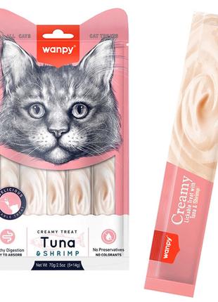 Wanpy Creamy Lickable Treats Tuna & Shrimp ВАНПИ ТУНЕЦ С КРЕВЕ...