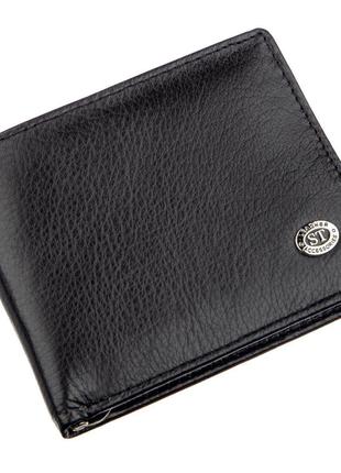 Компактный мужской кошелек с зажимом ST Leather 18837 Черный, ...