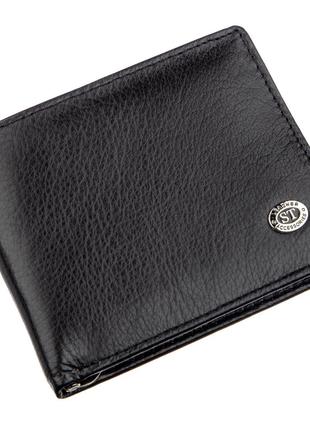 Компактный мужской кошелек с зажимом ST Leather 18837 Черный