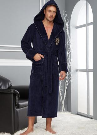 Мужской махровый халат с карманами домашний, теплый мужской ха...
