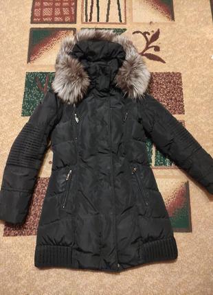 Удлиненная куртка пуховик с чернобуркой р 42-44 теплый качеств...