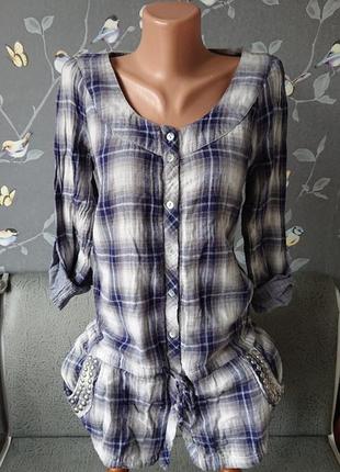 Красивая женская блуза рубашка хлопок р.40/42 блузка блузочка