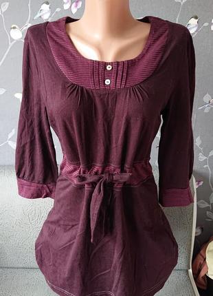 Женская удлинённая блуза с поясом р.44/46 блузка блузочка