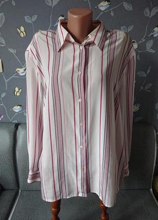 Женская блуза в полоску большой размер батал 52/54 блузка рубашка