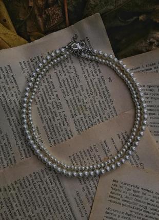 Чокер із перлів (скляних), намисто із перлів, жемчужное ожерелье