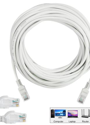 Интернет кабель LAN Cat 5E "HX" Белый, провод для роутера 9.9м...
