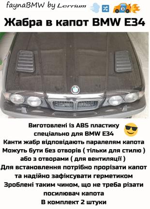 BMW E34 зябра в капот БМВ Е34 Жабра холодний впуск