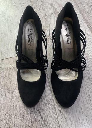 Туфли чёрные Gorgeous с резинками, текстиль размер 40