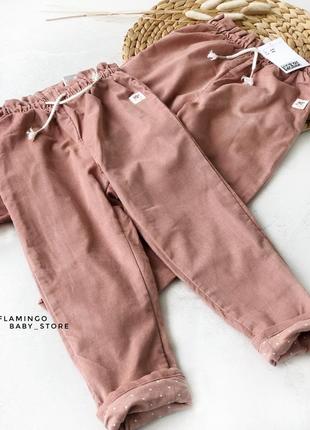 Брюки, утепленные брюки, вельветовые штаны для девочки, розовы...