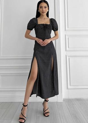 Елегантна літня сукня-міді чорного кольору