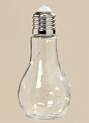 Светодиодная лампа ночник Колба прозрачное стекло h19d9см Гран...