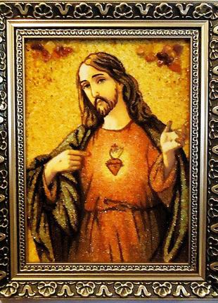 Ікона з бурштину Ісус Христос і-16 Господь Вседержитель (пара ...
