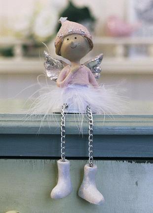 Декоративна новорічна статуетка Ангел h7см рожевий Гранд Презе...