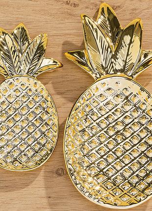Декоративные тарелки Ананас золотая керамика h13-19см набор из...