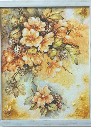 Натюрморт Ветка цветов с виноградом на холсте Н-274 Гранд През...