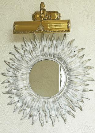 Зеркало солнце Sunny 55 см белый декор с золотом Гранд Презент...